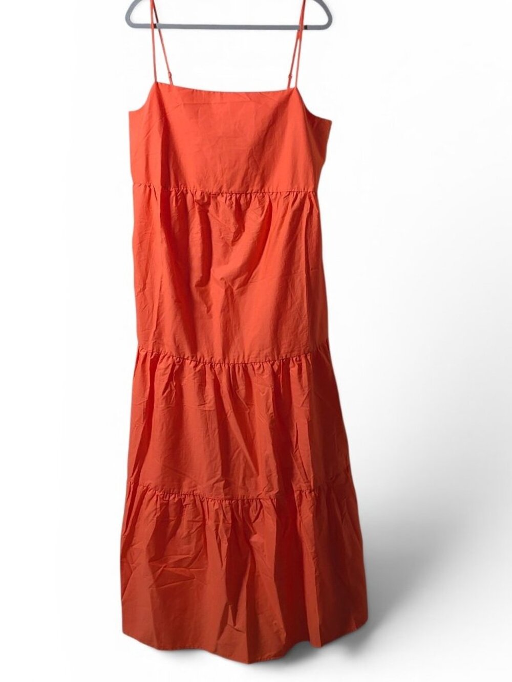 Gap Maternity XL Coral Orange Tiered Maxi Dress 100% Cotton Sleeveless Summer